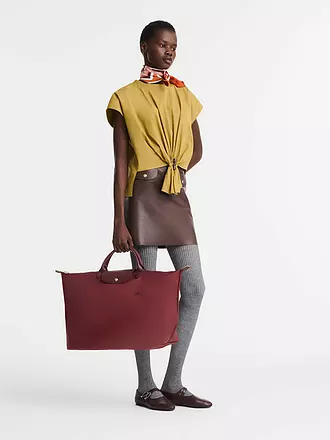 LONGCHAMP | Le Pliage Green Reisetasche Small, Moka | dunkelrot